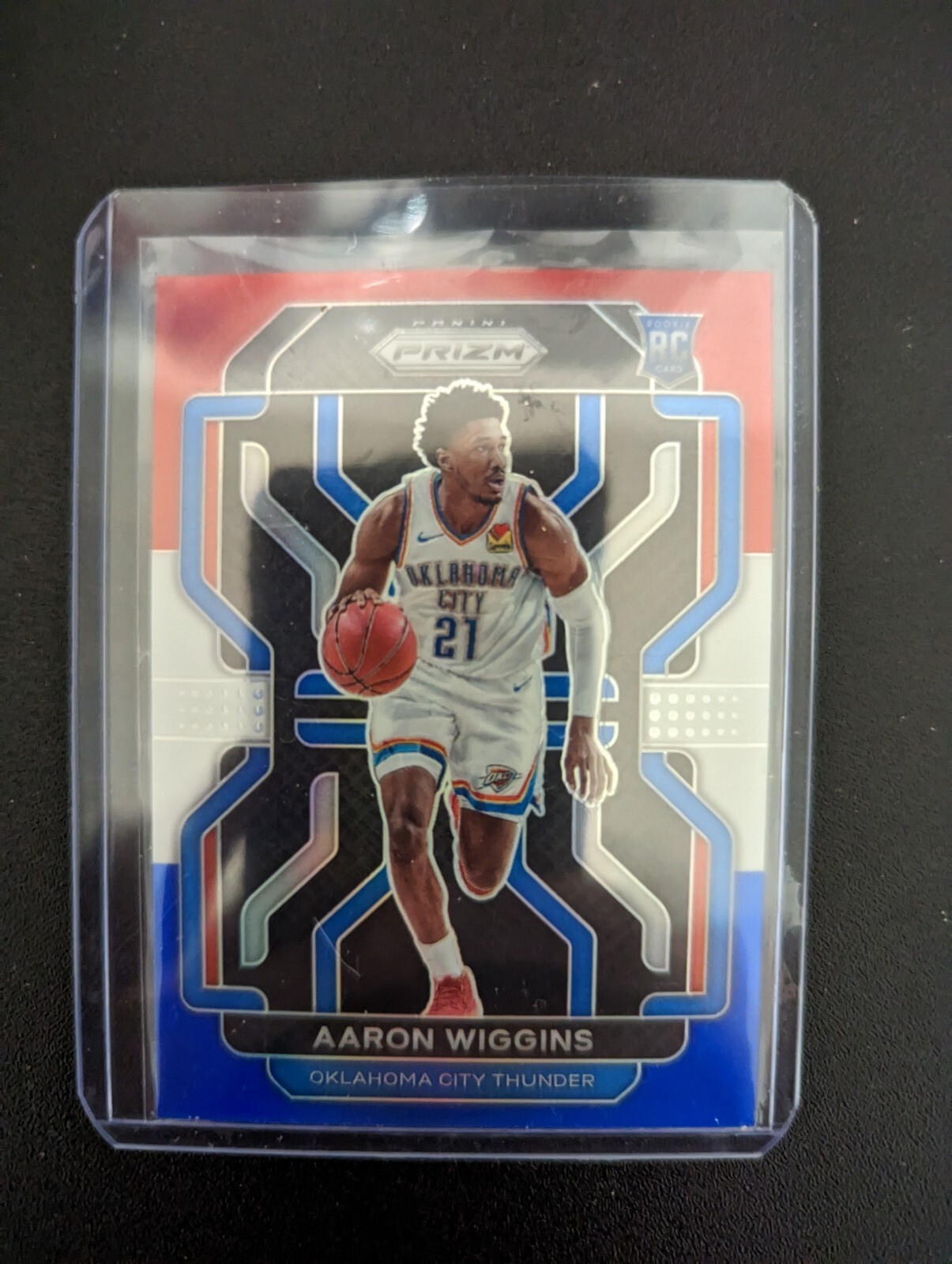 2021-22 Panini Prizm Aaron Wiggins Red White Blue Prizm #286 OKC Thunder