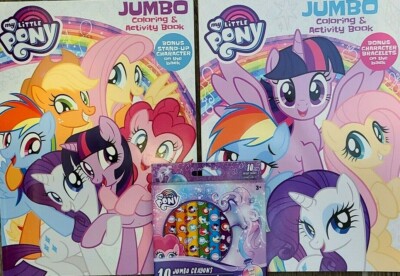 MY LITTLE PONY Jumbo Coloring & Activity Book Set of 2 with 8 Jumbo crayons NEW
