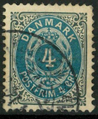DÄNEMARK - DÄNEMARK - 1875 - Ziffer und Wappen doppelt oval - Stundenwert - 4
