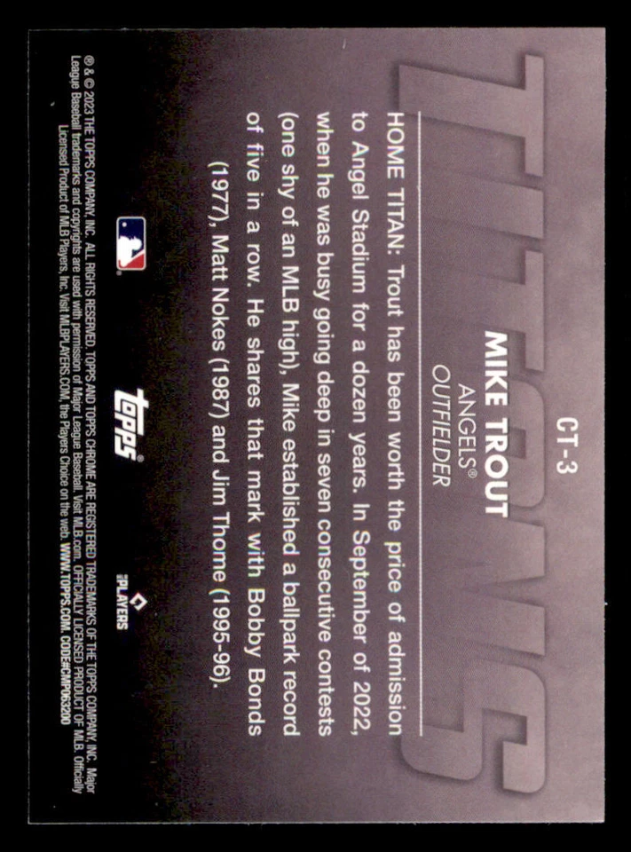 2023 Topps Chrome Titans #CT3 Mike Trout - Image 2 of 2