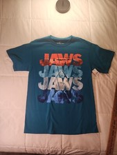 NWT Jaws Universal Studios Teal Blue Promo Movie T-shirt Med Great Color