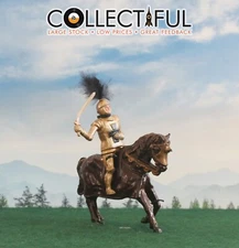 TIMPO VINTAGE LEAD FIGURE -  CRUSADER KNIGHT MOUNTED ON HORSE - SWORD  - GOLD 🔥