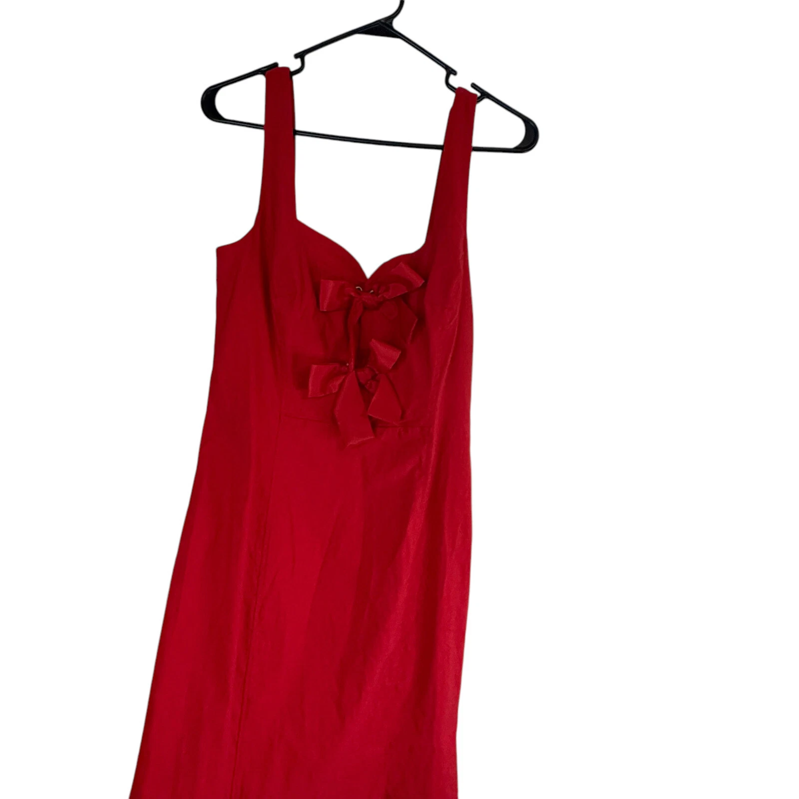 Abito Anthropologie Taglia M Rosso Elasticizzato Sirena San Valentino Sweetheart Fiocco Pin Up
