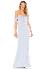 NWT LOVERS FRIENDS Hadid Off-The-Shoulder Trumpet skirt Gown - Baby Blue, XS