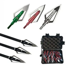 12PCS Broadheads 2 Blades 100Grain Hunting Arrow Tips Crossbow Box Hunting
