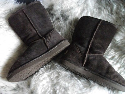 Damen Echt Lammfell Stiefel Gr. 5,5 Schokobraun Halbhoch Snow Paw