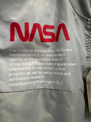 NWT ASSTseries Bomber Jacket NASA gray Men Zip Front Size XXL Windbreaker image 6
