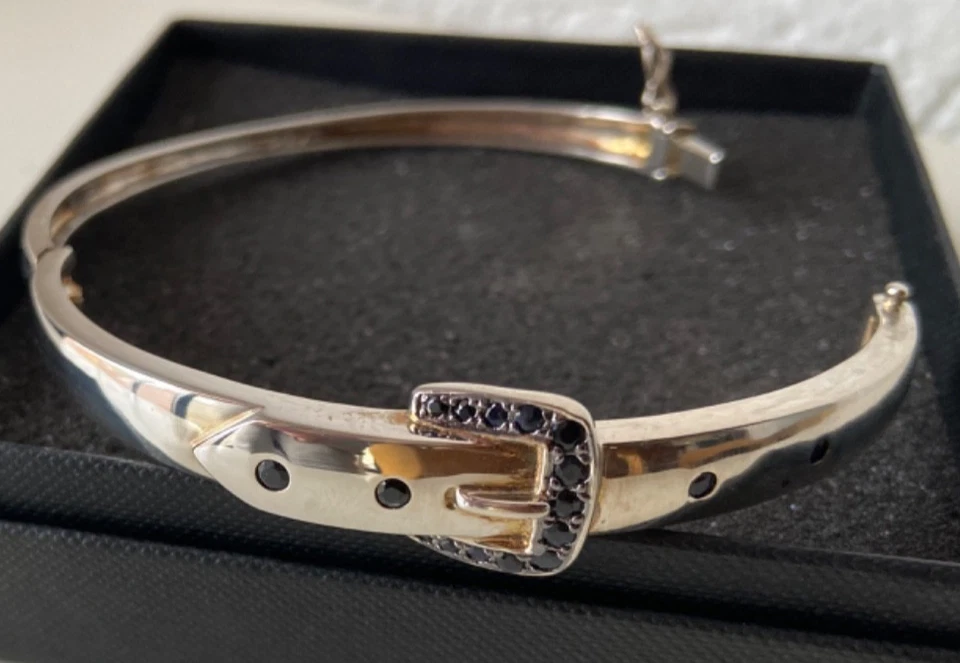 QVC massiver Armreif in Gürtelform 925er Silber Saphire Gewicht ca. 20,7 g - Bild 2 von 4