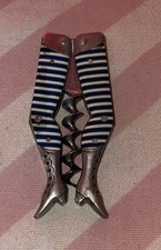 Early Antique Lady Legs Corkscrew Germany Blue/Green & Cream