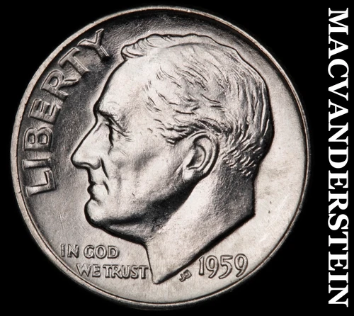 1959-D Roosevelt Dime- Silver- Choice Gem Brilliant Uncirculated+++ #J2101