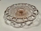 Vintage Anchor Hocking Pink Glass Open Lace Edge Old Colony Torte Stand