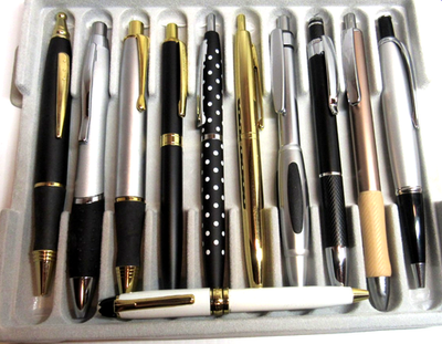 #ad SET OF 10 METAL CLICK TOP BALLPOINT PENS MOST POPULAR LIMITED BONUS MINI PEN $29.95