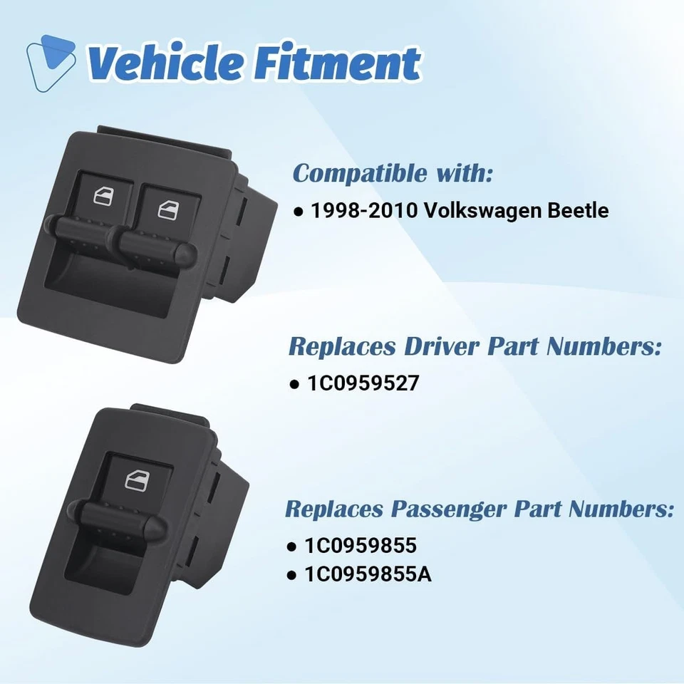 Interruptor de ventana eléctrica e interruptor lateral del pasajero para Volkswagen Beetle 1998-2010 Foto 2 de 4