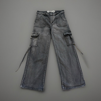 V.I.P. Women s  Black Denim Jeans Wide-Leg Size 13/31 Regular Fit Mid Rise
