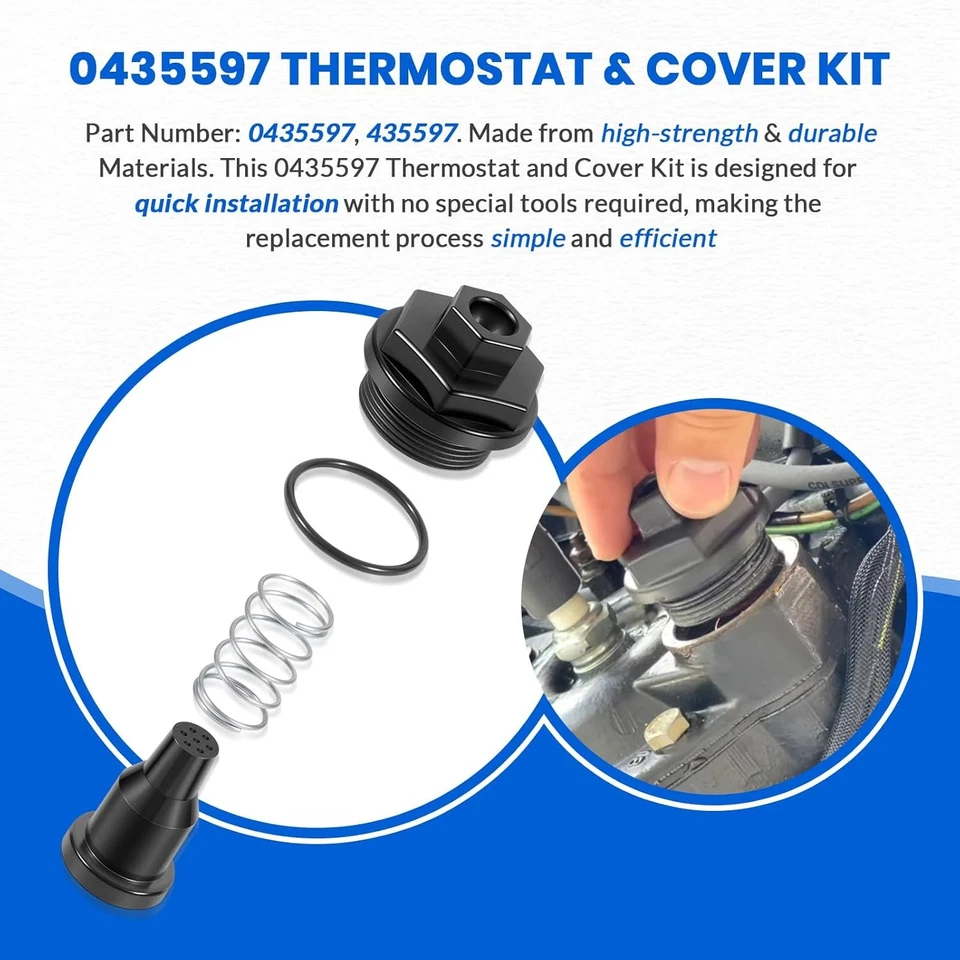 Kit Termostato Y Cubierta para Johnson Evinrude V4 & V6 90, 115, 150, 175 HP Foto 4 de 4