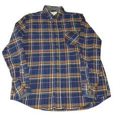 Original Weatherproof Vintage Men's Large Flannel Shirt Navy Blue Yellow Plaid