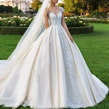 Vintage Vestidos De novia Satin Ball Gown Wedding Dress With Floor Length