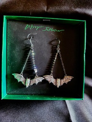 Betsey Johnson Bat Earrings Halloween Collectible Gothic Spooky
