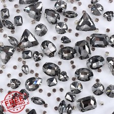 Sew on Rhinestones 148PCS Mixed Shapes Grey Glass Crystal Gems Crafts