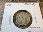 1919-D MERCURY SILVER DIME VG       CC