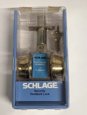 P509-333 Vintage Schlage Antique Brass Double Cylinder Deadbolt NOS 1983 USA mad