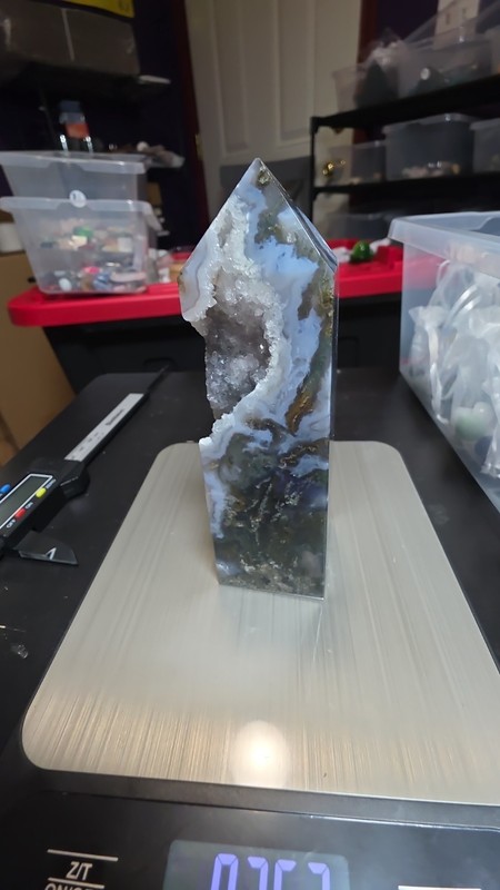 Druzy Moss Agate Tower – Nature's Masterpiece