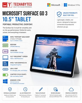 Neu Microsoft Surface GO 3 10,5'' Tablet Pentium Gold 8GB 128GB SSD Windows 11