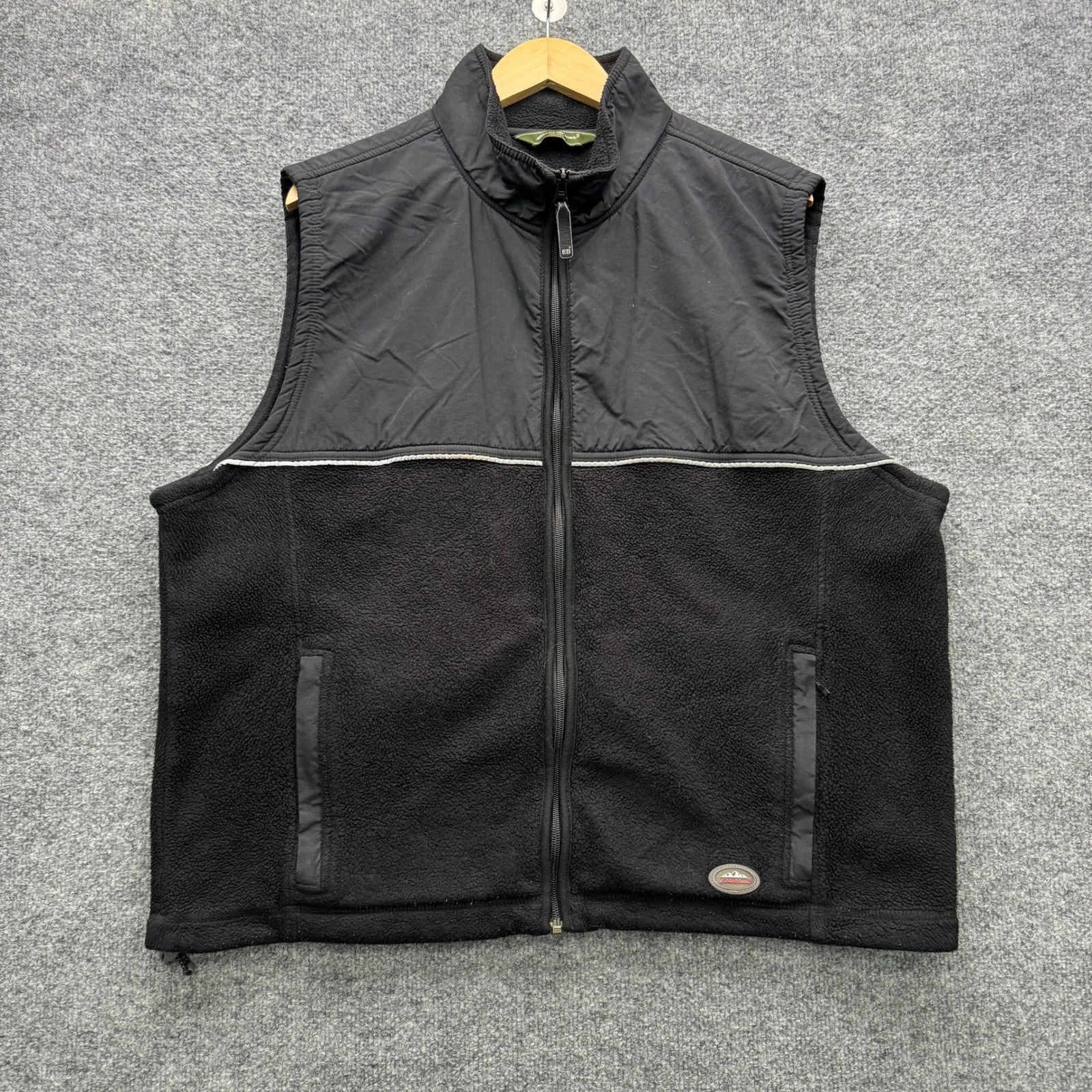 Eddie Bauer Polartec Fleece Vest Mens XL Black Sleeveless Full Zip Outdoor