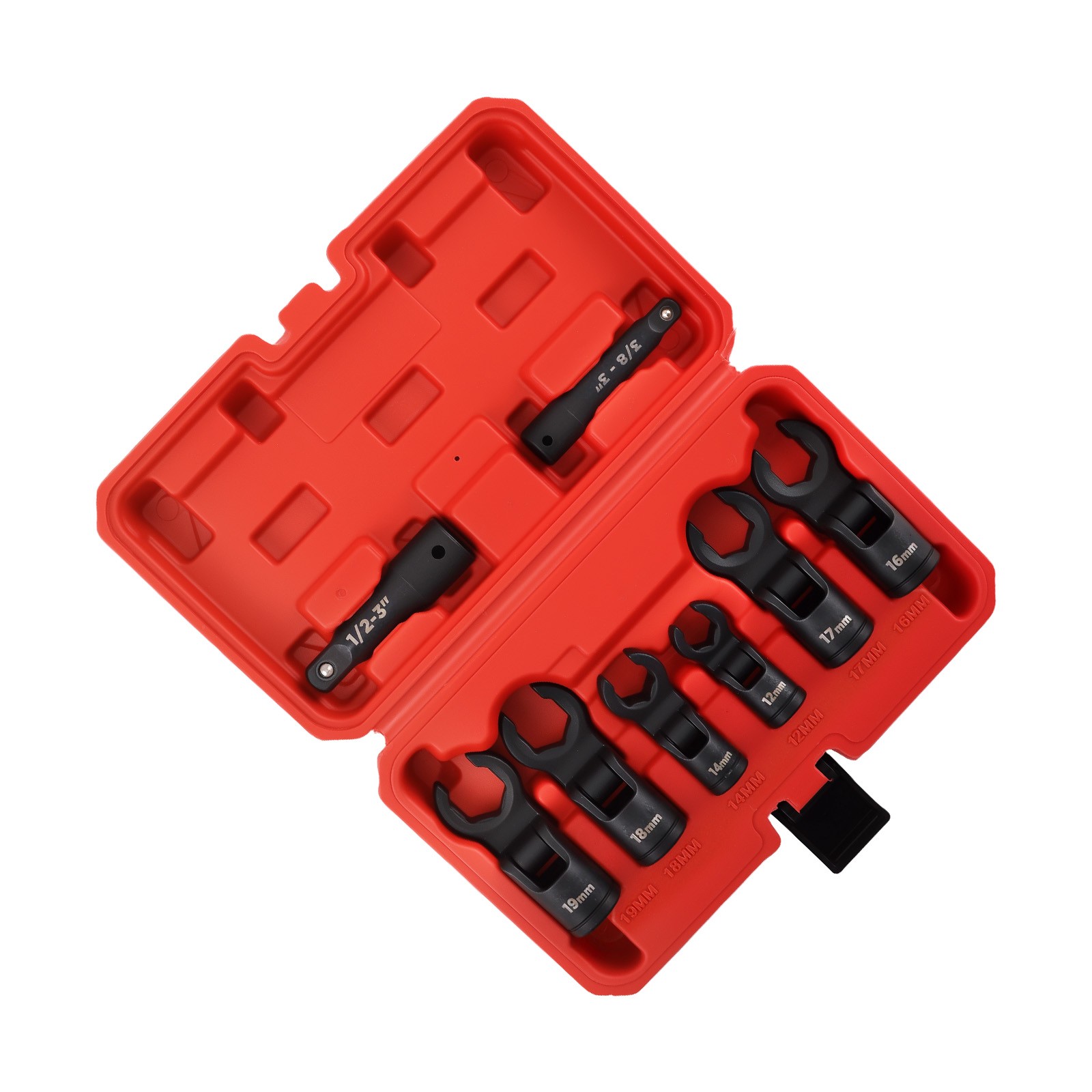 Crow Foot Wrench Set 12-19mm Flare Nut Line Wrench for Brake Fuel Lines 1/2 3/8