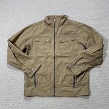 Columbia Jacket Mens Medium Tan Beige Canvas Outdoor Windbreaker