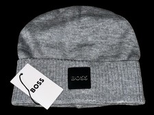 Hugo Boss Kids Grey Knit Beanie Hat NWT Size T2 (Fits 4-8 Years Unisex) 12" Flat