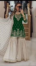 Latest New Faux Georgette Top And Palazzo With Fancy Dupatta For Women  Girls