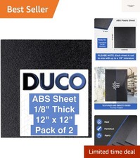 Duco -Made ABS Plastic Sheet 1/8 Inch Thick 12" x 12" - 2 Pack of Black Therm...