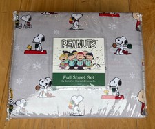 Peanuts Snoopy Woodstock FULL SIZE Sheet Set Sally Charlie Brown Christmas NEW