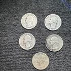 Washington Quarters  1935 -1962 90% Silver LOT OF 5