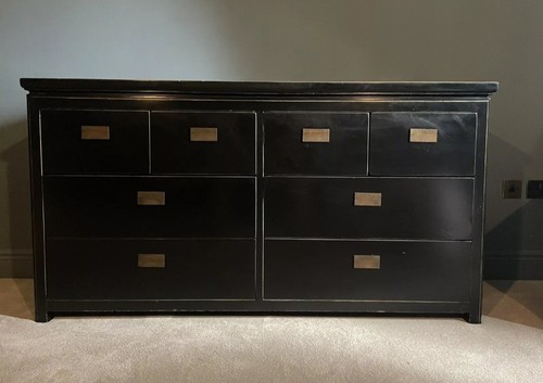 Superb Lombok Canton Large Chest Of Drawers Black Lacquered Solid Ash Sideboard - Picture 3 of 4