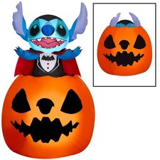 Stitch Vampire Popping Out of Pumpkin Halloween Inflatable 5 ft Animated Decor