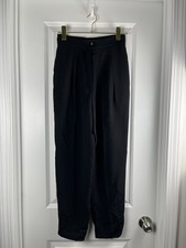 Vintage Chanel Boutique Black Wool Pleated Straight Leg Slacks SZ 36