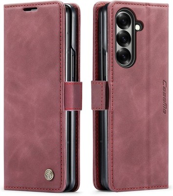 Samsung Galaxy Z Fold 7 Case, Classic Design Leather Wallet Magnetic Closure Fli