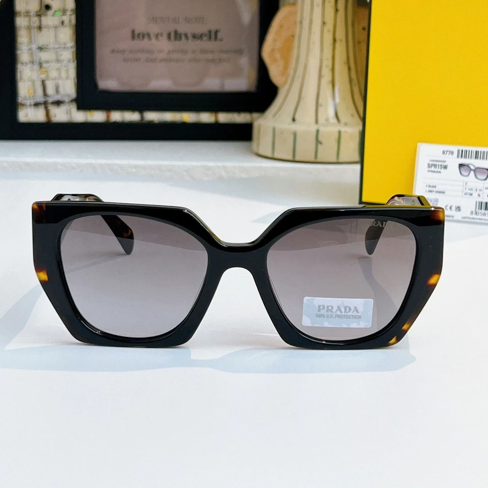 PRADA PR 15WS 3890A7 Black Tortoise Grey Gradient Women Sunglasses AUTHENTIC - Image 3 of 4