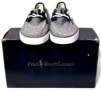 Polo Ralph Lauren Men's Lander  Grey Chambray Sneakers Shoes Size 11D with Box