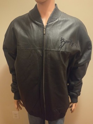 VINTAGE Robert Phillipe Mens 100% Genuine Leather Embroidered Brooklyn Bomber