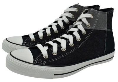 Converse Mens 13 Chuck Taylor All Star Black Grey Patchwork High Top Sneakers