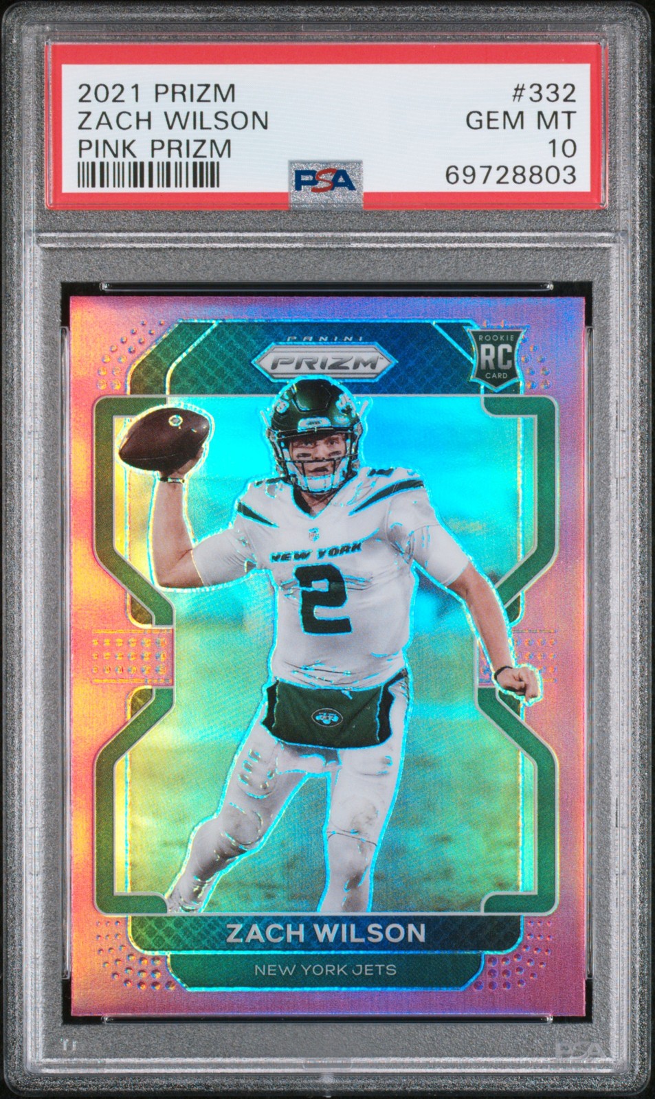 2021 Panini Prizm Pink Prizm Zach Wilson #332 PSA 10