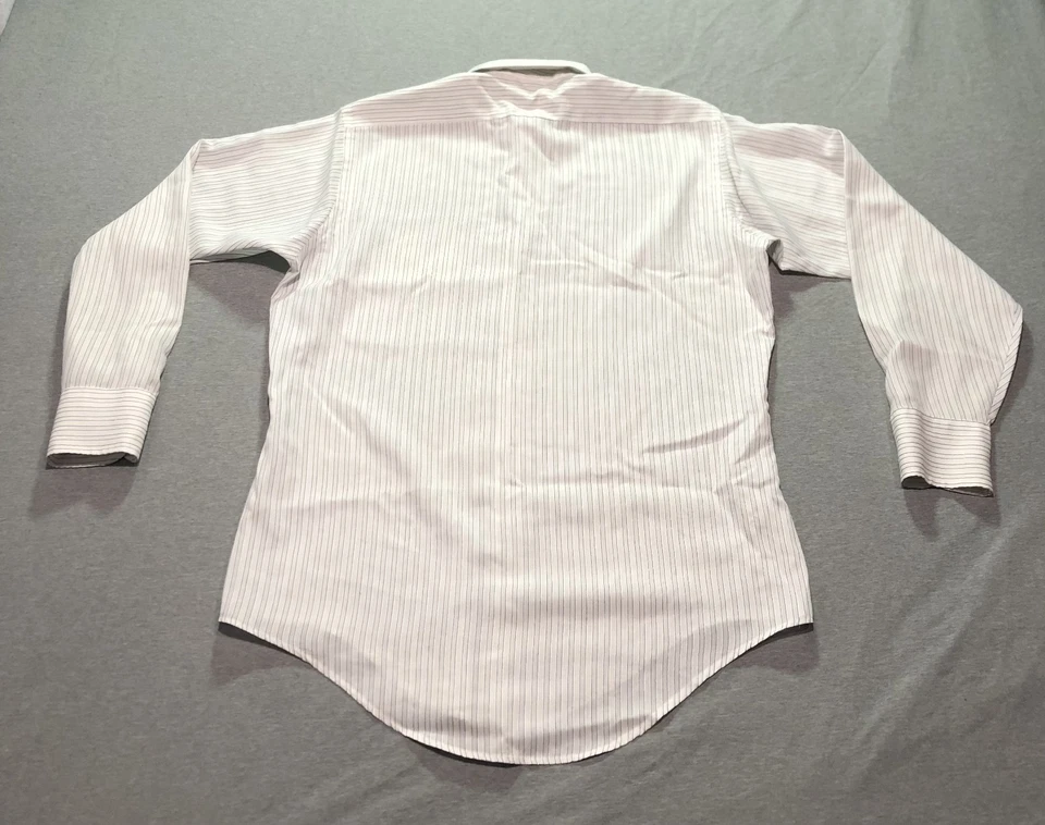 Camisa de vestir para hombre 15,5 32/33 prendedor a rayas formal oficina negocios salón blanca Foto 3 de 4