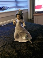 Nao By Lladro Figure 1028 Girl With Puppy. Excellent Condition