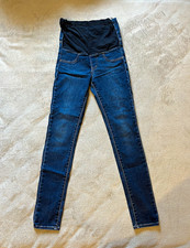 UNIQLO Maternity Over-Bump Skinny Jeans Dark Wash Blue S 28in to 41in Stretch