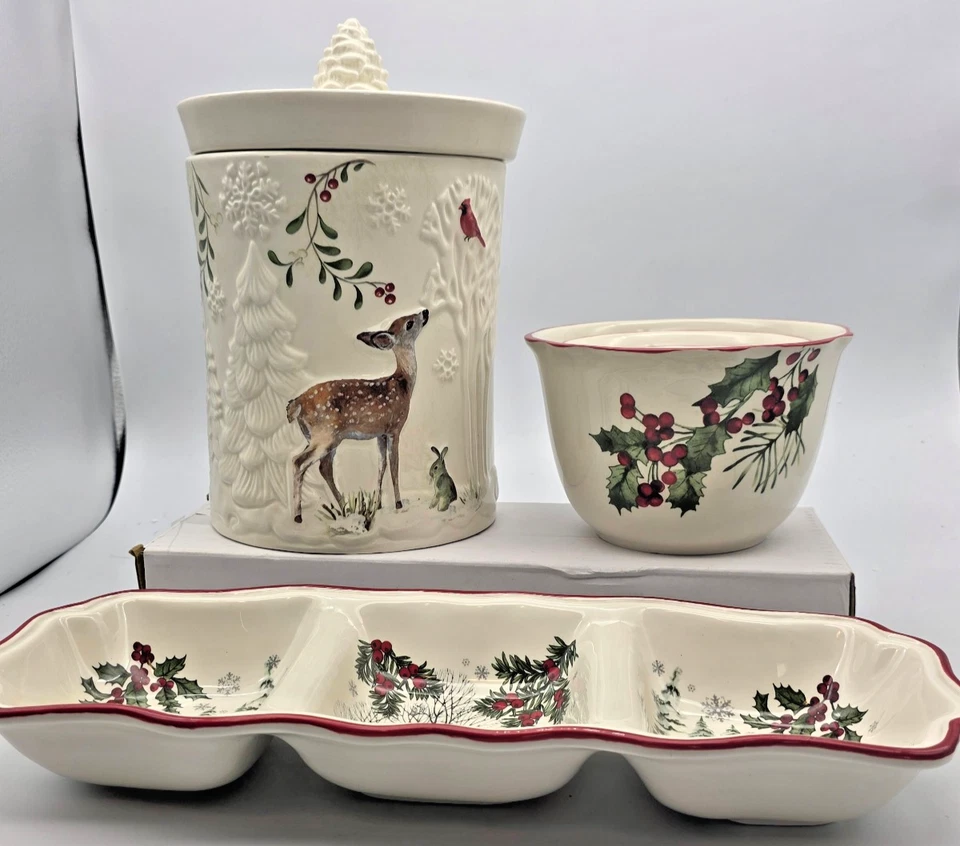 Better Homes & Gardens HERITAGE Winter Forest Dishware, Serving Ware, Tablecloth - Image 3 of 4