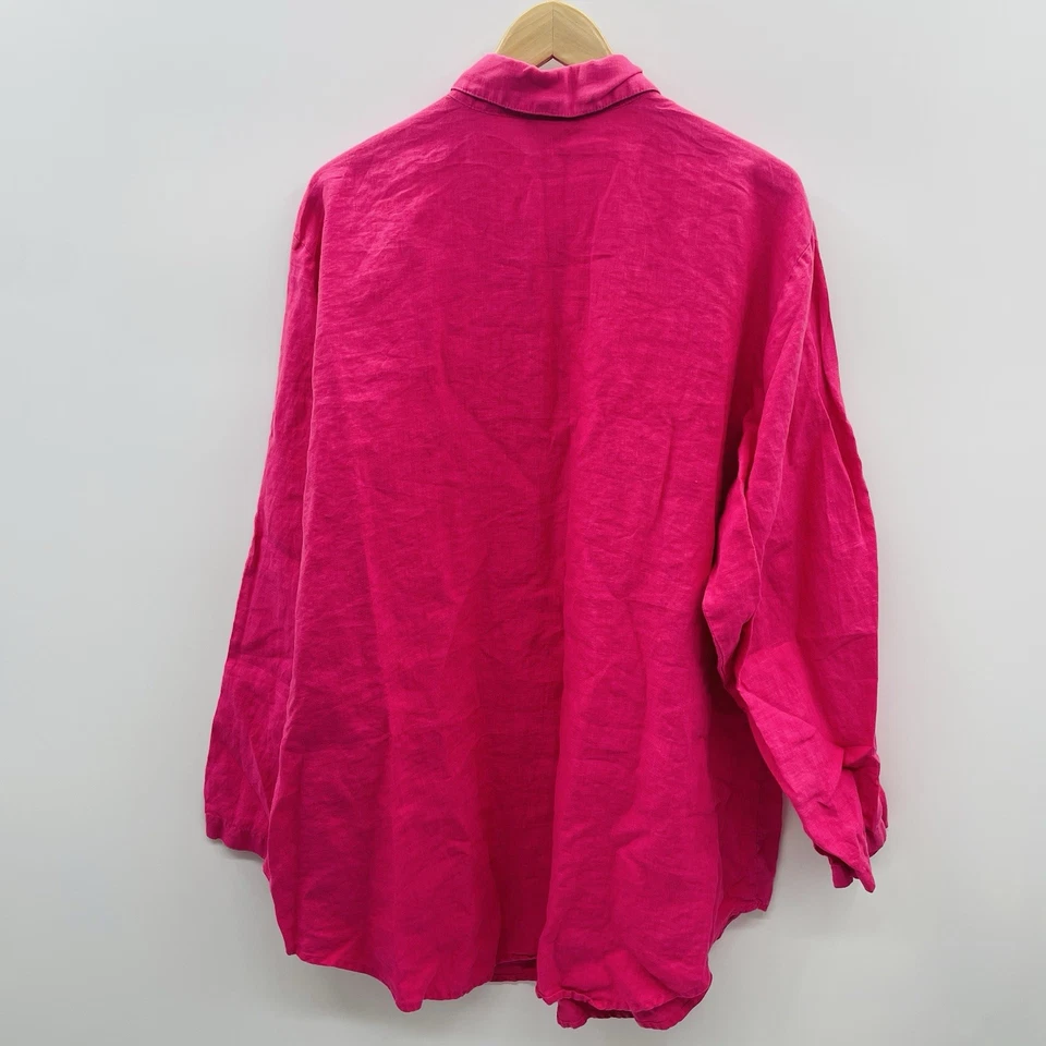 Top manga larga Soft Surroundings para mujer talla grande 1X 100 % lino con botones 573 Foto 3 de 4