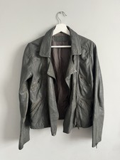 Kookai Real 100% Leather Jacket Khaki Green Size 38/ Uk 10 Women’s